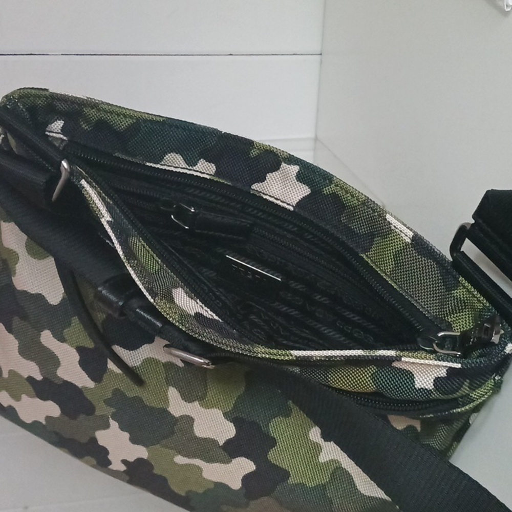 Prada Green Camo Canvas  Messenger Bag with Black Strap. - Picture 7 of 8
